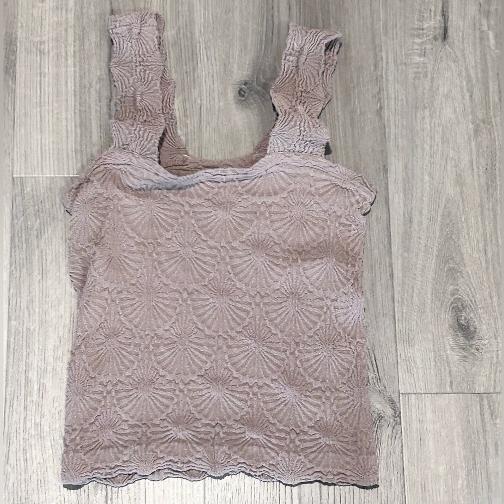 ❥𝖠𝖴𝖱𝖠: Smocked Cropped Tank Top - Taupe